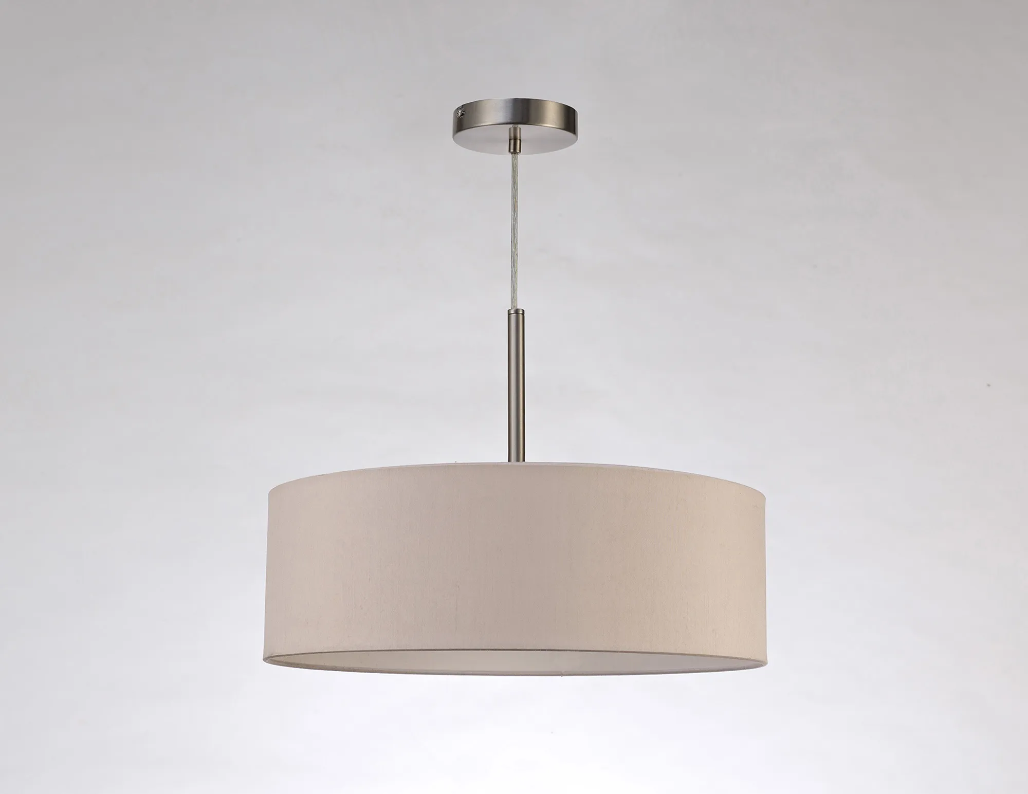 Baymont 45cm 3 Light Pendant Satin Nickel, Nude Beige/Moonlight DK0717  Deco Baymont SN NU